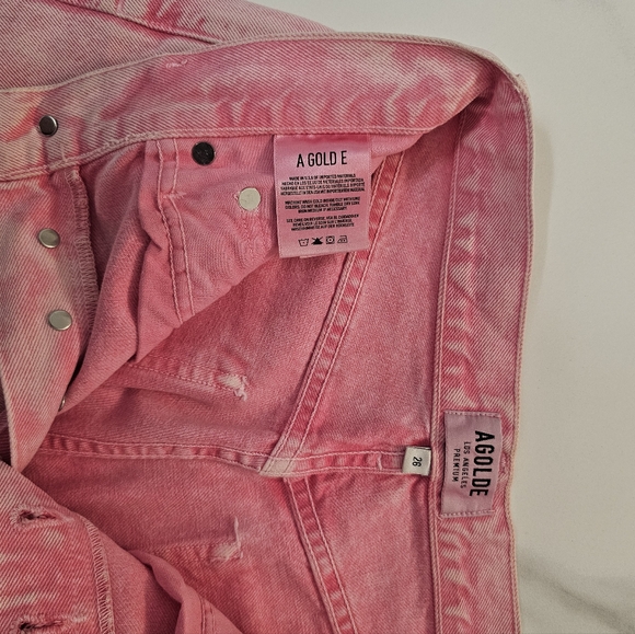 AGOLDE Riley High-Rise Straight Crop Jeans Potion Pink Distressed - Picture 4 of 10